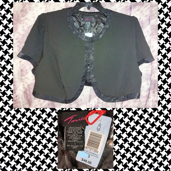 Torrid brand Black w/Lace Trim Knit Bolero/Shrug Sz 3|3X|22/24 - Picture 1 of 11